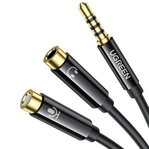 مبدل 1 به 2 صدا 3.5 میلیمتری یوگرین مدل AV141-30620 طول 0.2 متر