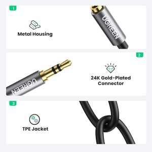 کابل افزایش طول AUX یوگرین مدل AV123-10780 طول 0.20 متر