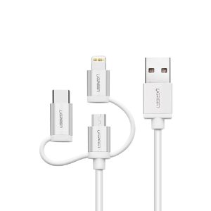 کابل تبدیل USB به لایتنینگ/USB-C/MicroUSB یوگرین مدل 80825-US186 به طول 1 متر