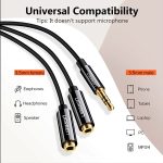 مبدل صدا 1 نر به 2 ماده AUX یوگرین مدل AV134-20816 طول 0.25 متر